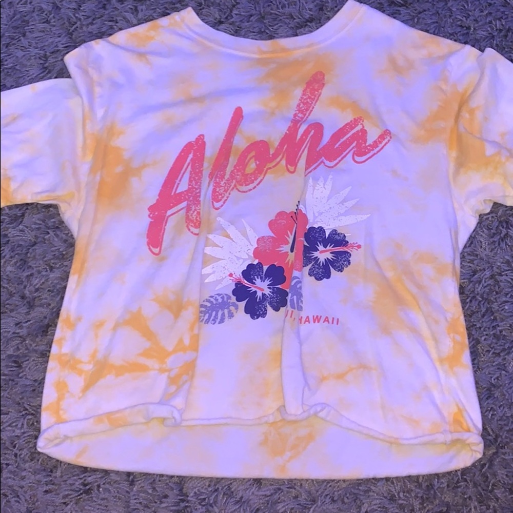 aloha hawaii printed cropped shirt